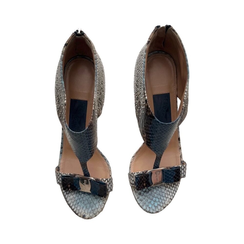 Salvatore Ferragamo Multicolor Python Sandals Hee… - image 1